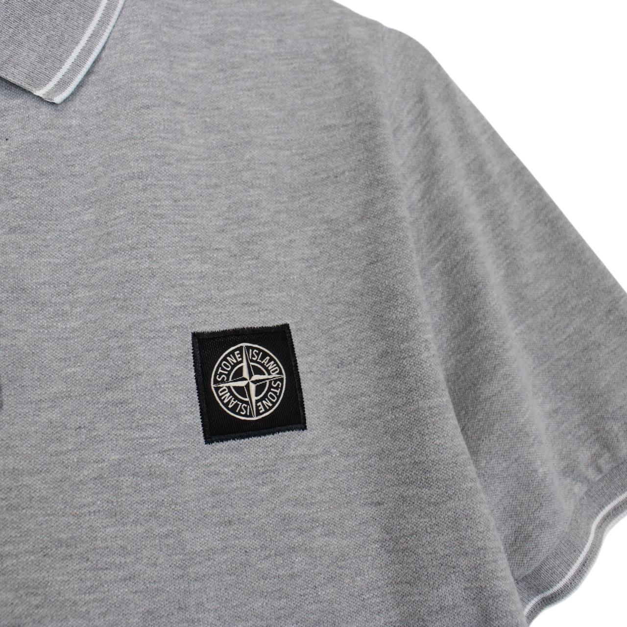 Stone Island Grey Short Sleeve Compass Cotton Polo Shirt