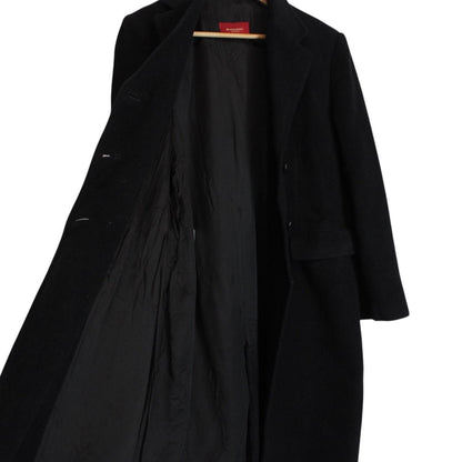 Vintage Burberry London Black Virgin Wool Overcoat