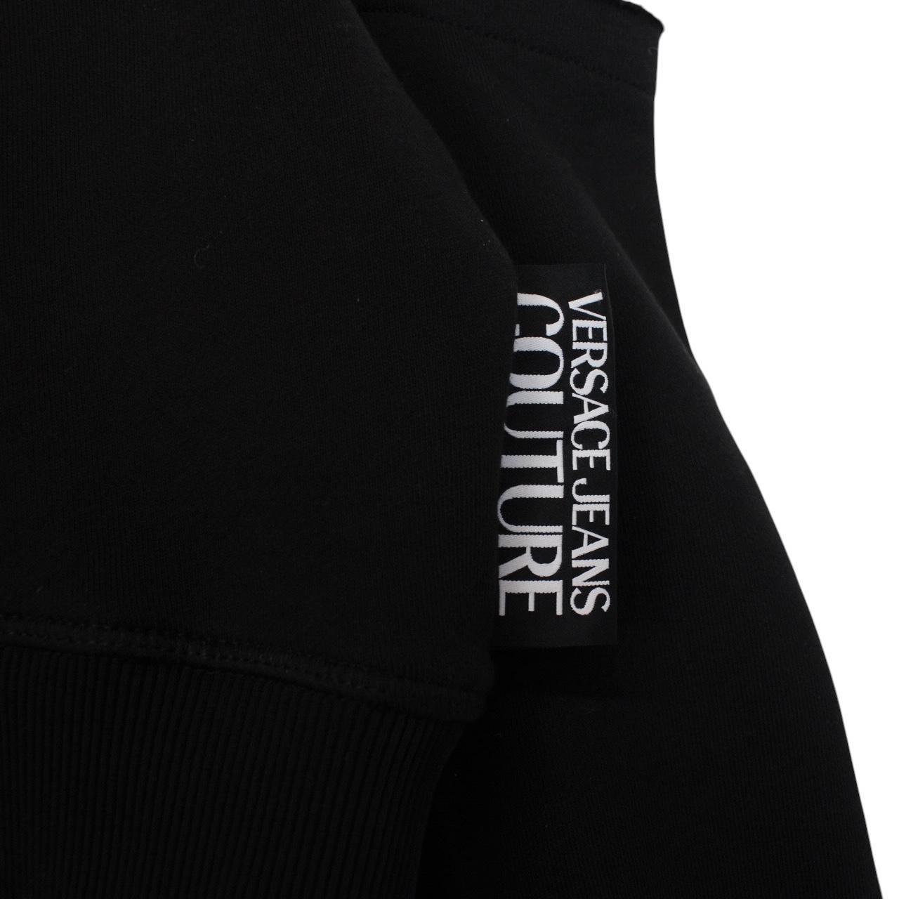 Versace Jeans Couture Black Rhinestone Logo Cropped Cotton Sweatshirt
