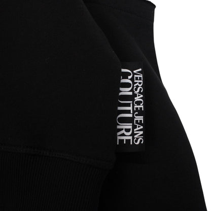 Versace Jeans Couture Black Rhinestone Logo Cropped Cotton Sweatshirt