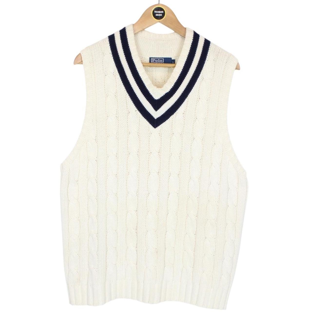 Vintage Polo Ralph Lauren Cream Cashmere/Cotton Cable Knit Sweater Vest