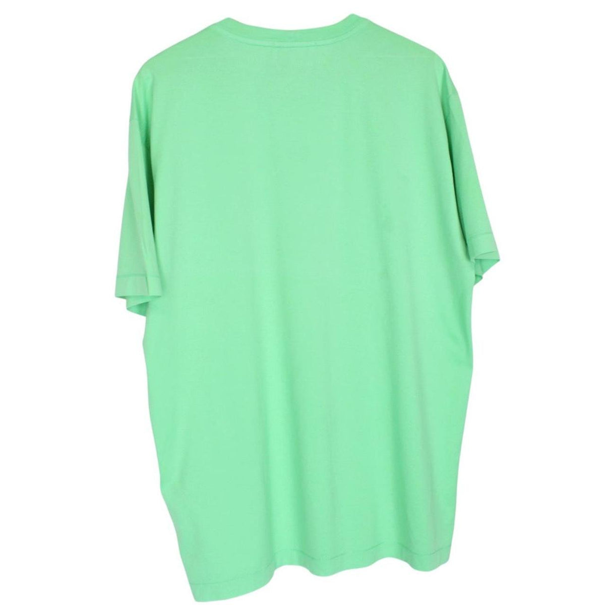 Stone Island green short sleeve cotton t-shirt with compass logo and tag detail.