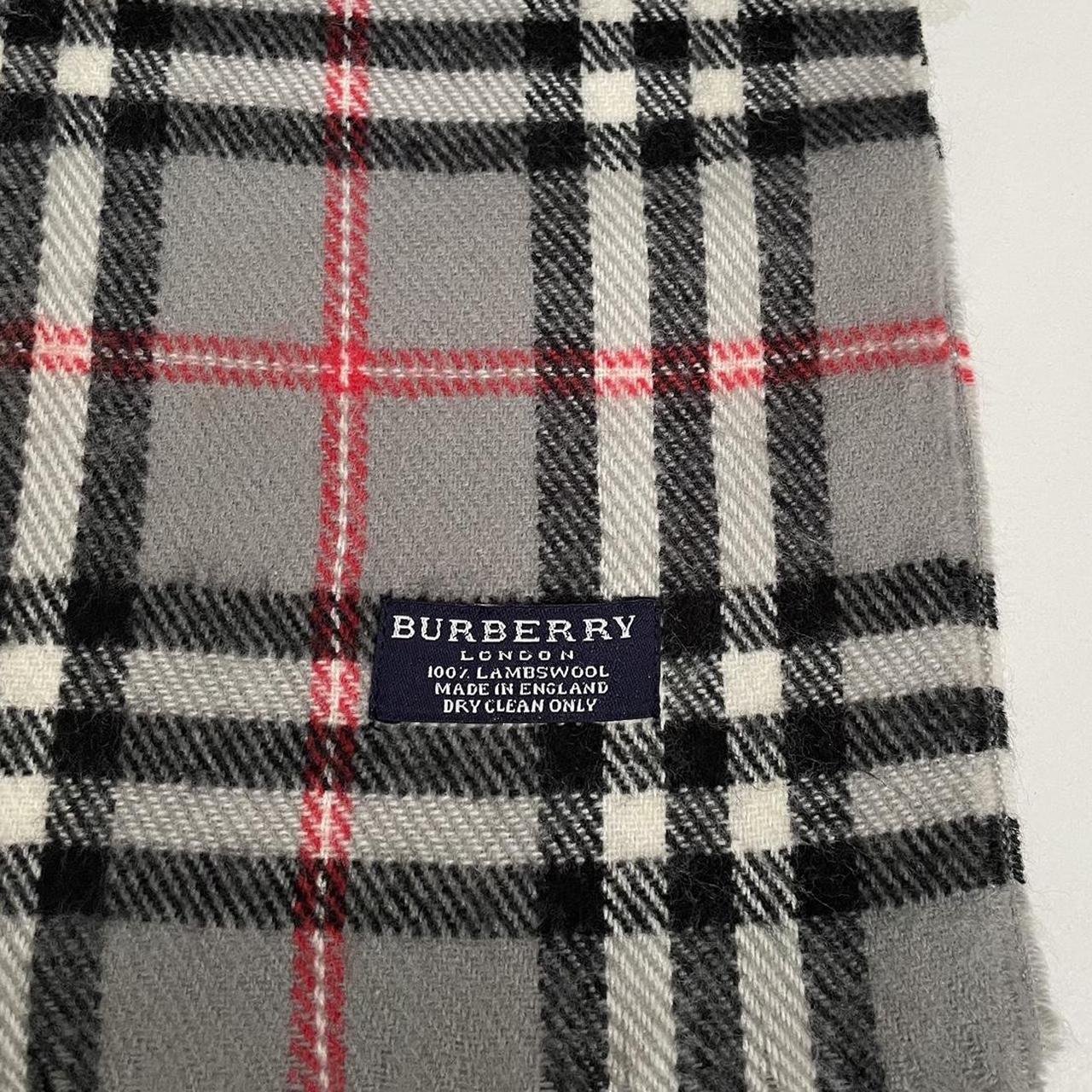 Vintage 90s Burberry Grey Nova Check Lambswool Scarf