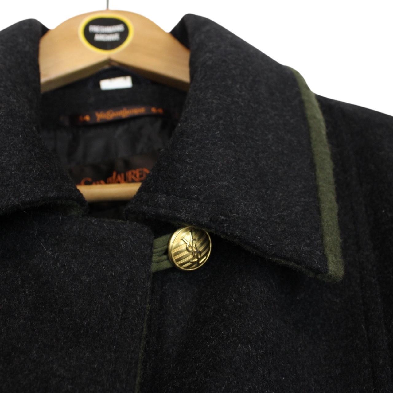 Vintage 90s Yves Saint Laurent Grey Virgin Wool Blend Coat