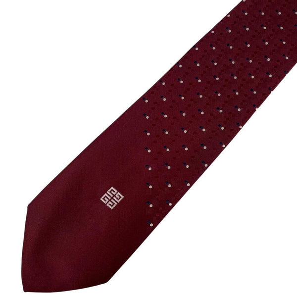 Vintage 90s Givenchy Burgundy Polkadot Tie