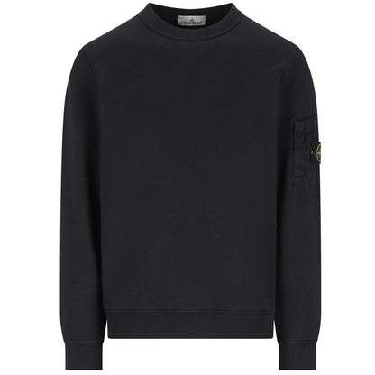 Stone Island SS26 Navy Blue Zip Pocket Cotton Garment Dyed Sweatshirt