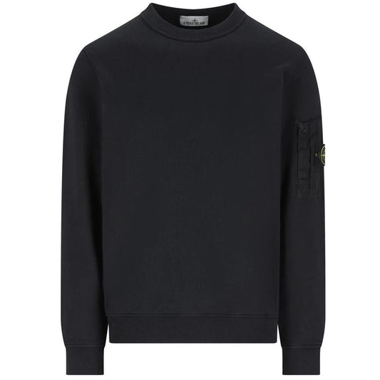 Stone Island SS26 Navy Blue Zip Pocket Cotton Garment Dyed Sweatshirt