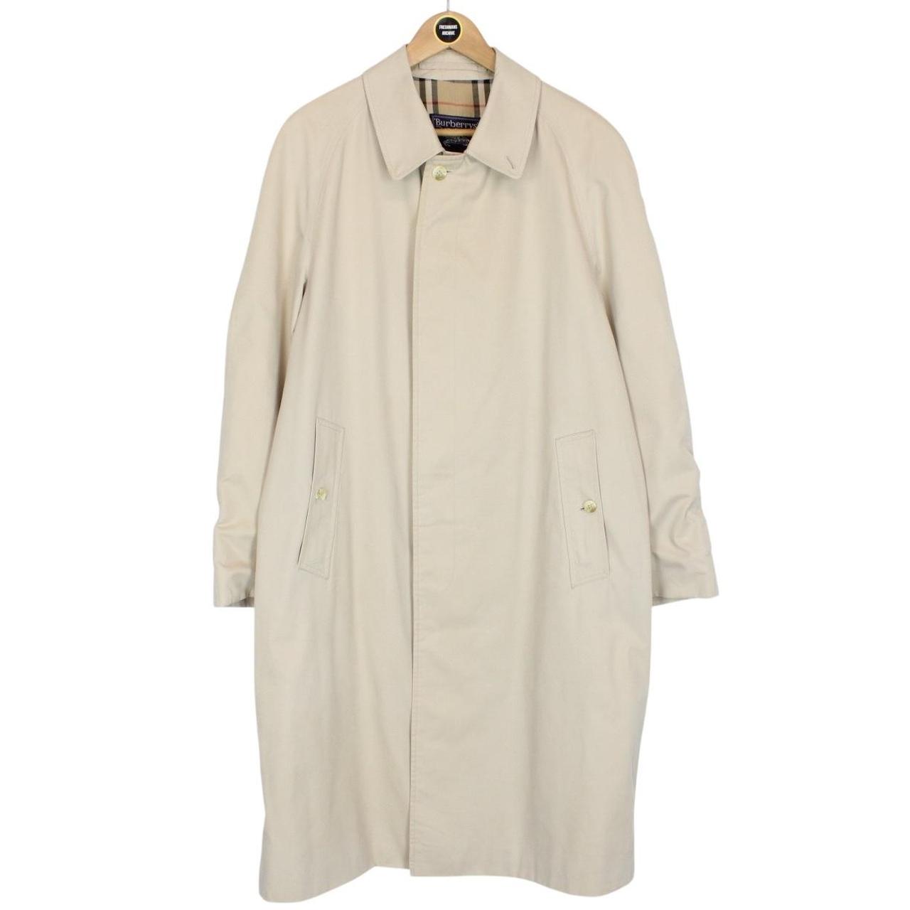Vintage 90s Burberry Beige Single Breasted Trench Coat