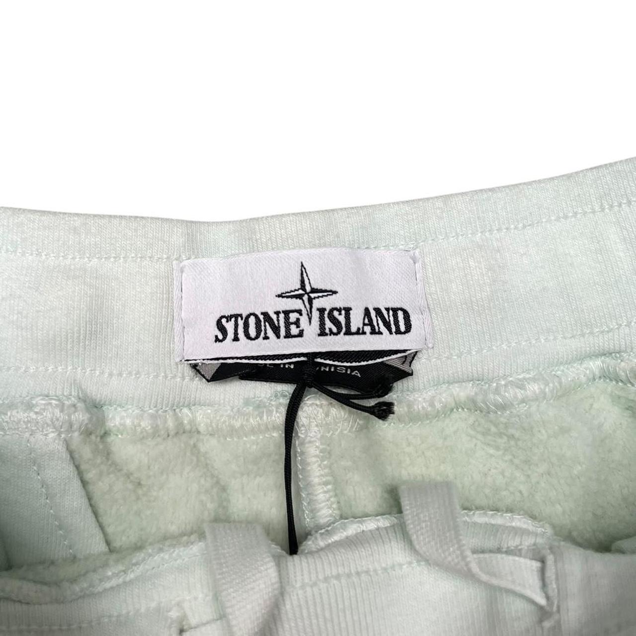 Stone Island AW 2021 Pale Green Teddy Fleece Cotton Cargo Shorts