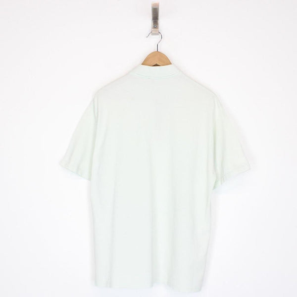 Vintage Burberry London Pale Green Nova Check Detail Short Sleeve Cotton Polo