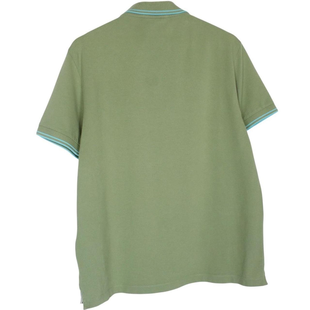 Stone Island green polo shirt with embroidered compass logo and cotton material.