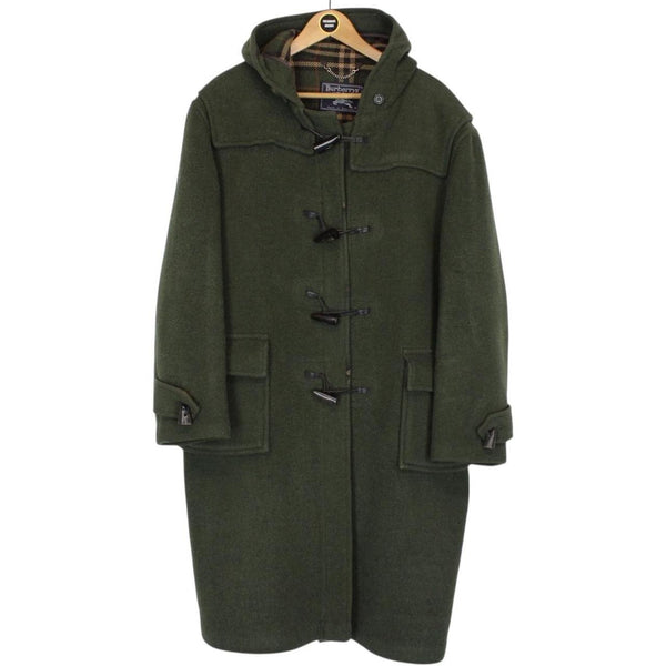 Vintage 90s Burberry Green Nova Check Lined Wool Duffle Coat