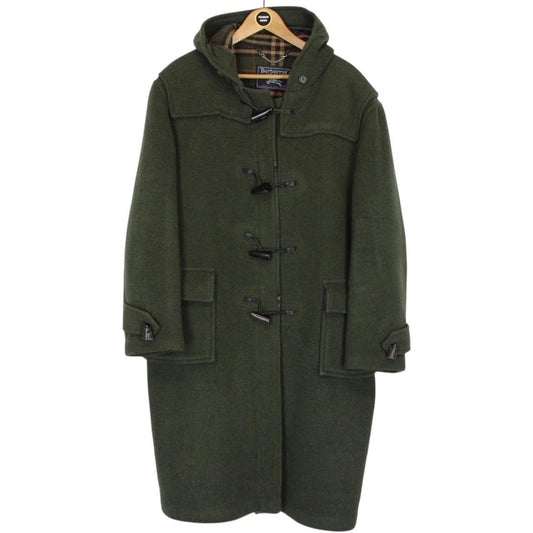 Vintage 90s Burberry Green Nova Check Lined Wool Duffle Coat