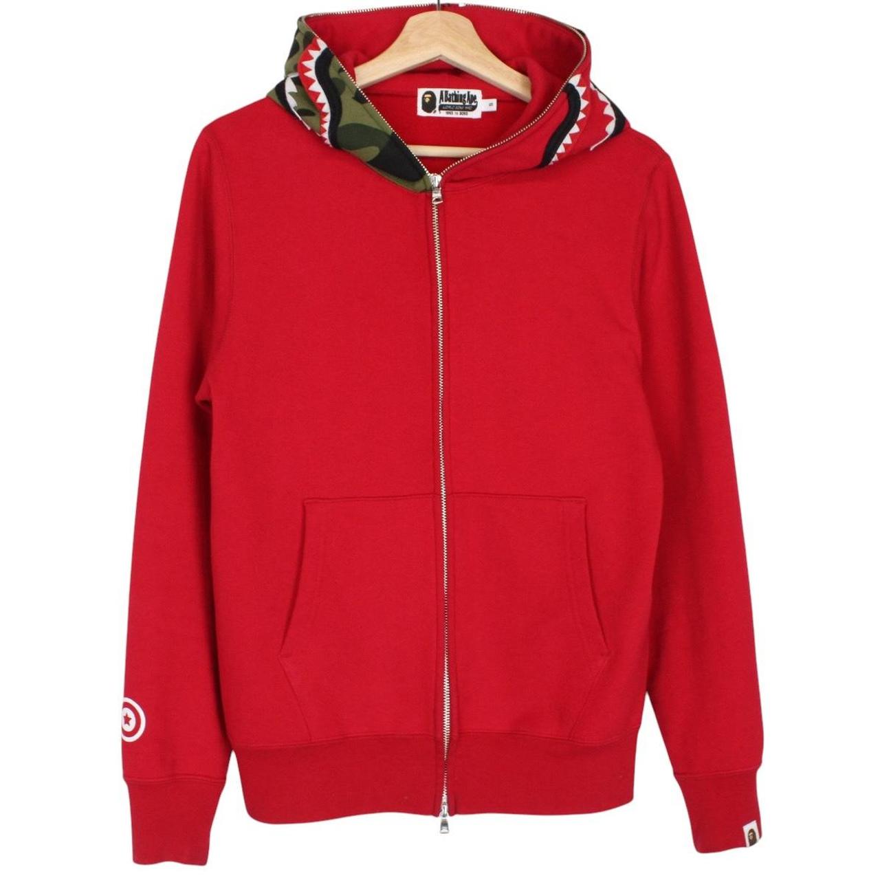 Bape Red Camo Full Zip WGM Shark Hoodie Jumper