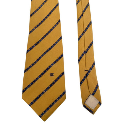 Vintage Celine Paris Yellow and Navy Blue Silk Tie
