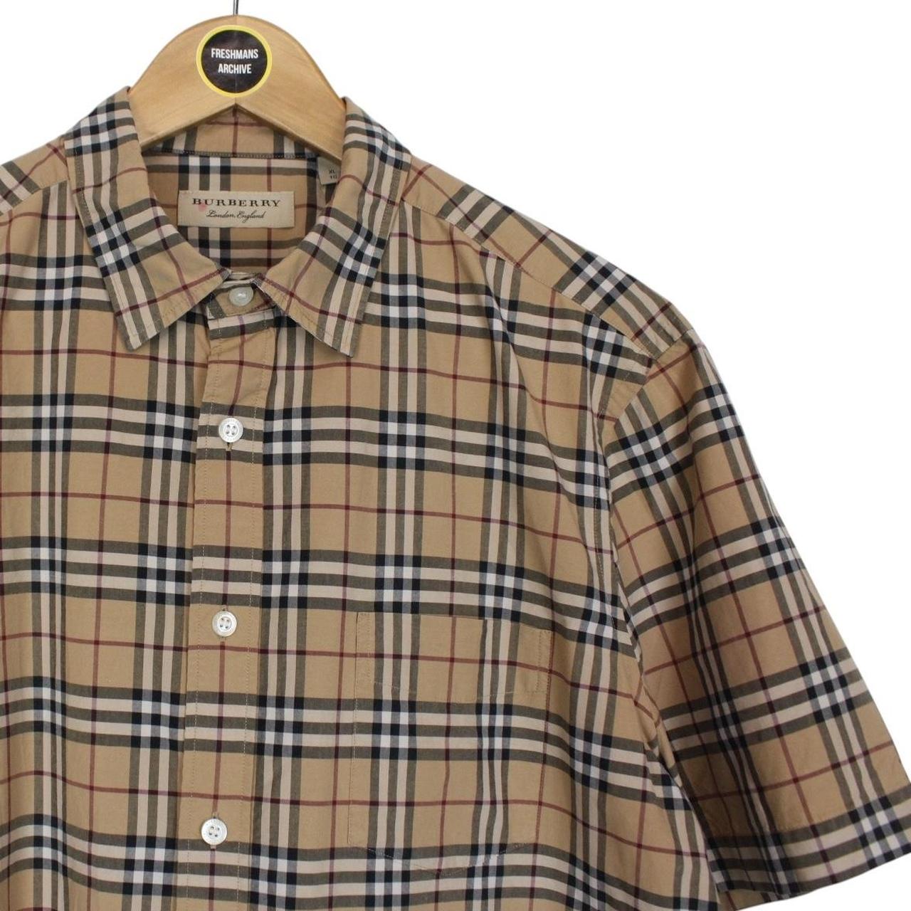 Burberry London Tan Brown Nova Check Short Sleeve Cotton Shirt