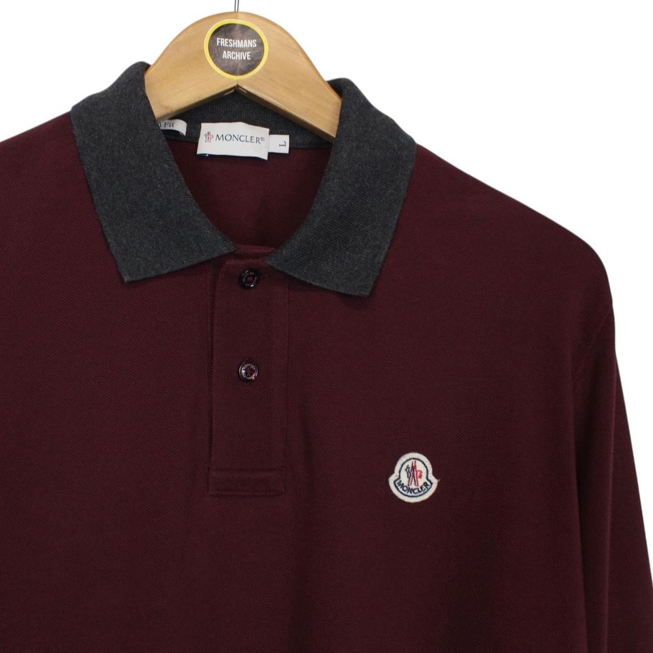 Moncler Maglia Manica Lunga Burgundy Long Sleeve Polo Shirt