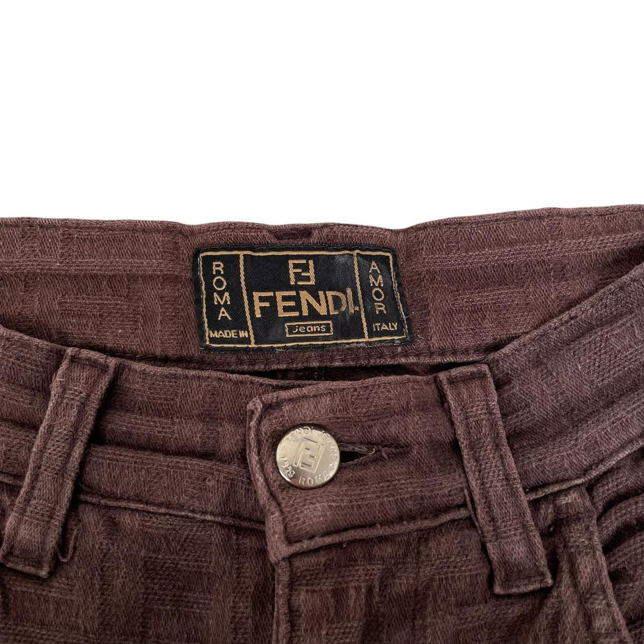 Vintage 90s Fendi Brown Zucca Monogram High Waisted Trousers
