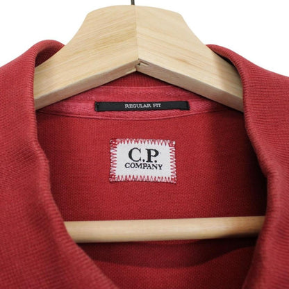 CP Company Red Short Sleeve Cotton Polo Shirt