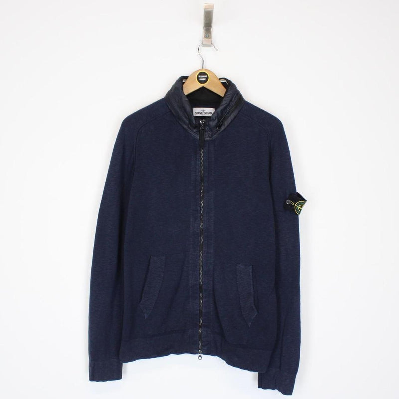 Stone Island SS 2012 Navy Blue Cotton Knit Full Zip Hoodie