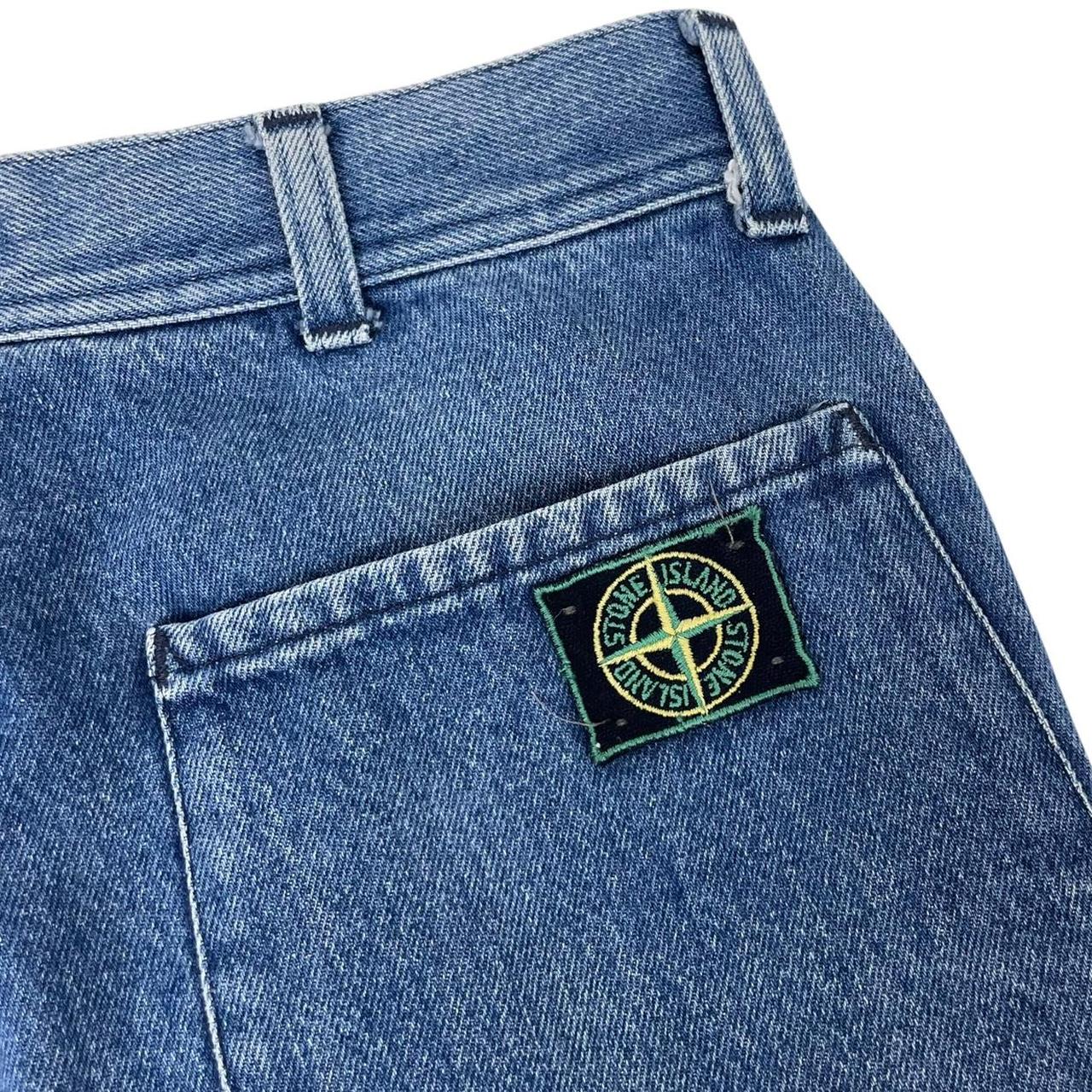 Vintage 80s Stone Island Blue Regular Fit Green Edge Badge Denim Jeans