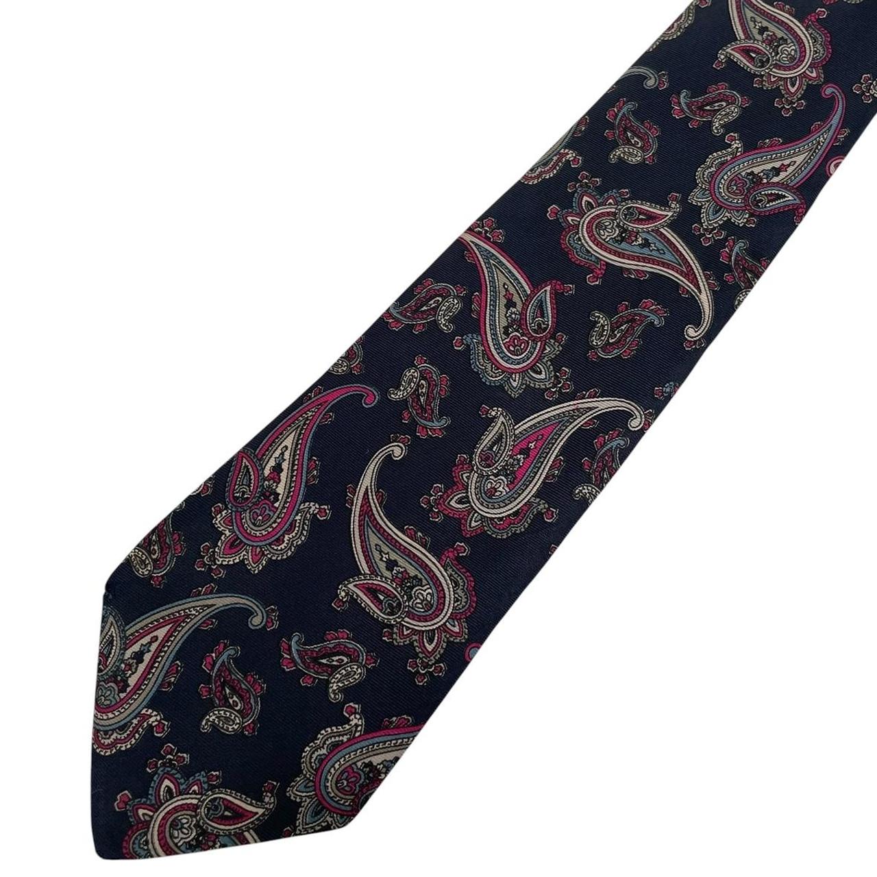 Vintage Christian Dior Navy Blue Paisley Print Silk Tie
