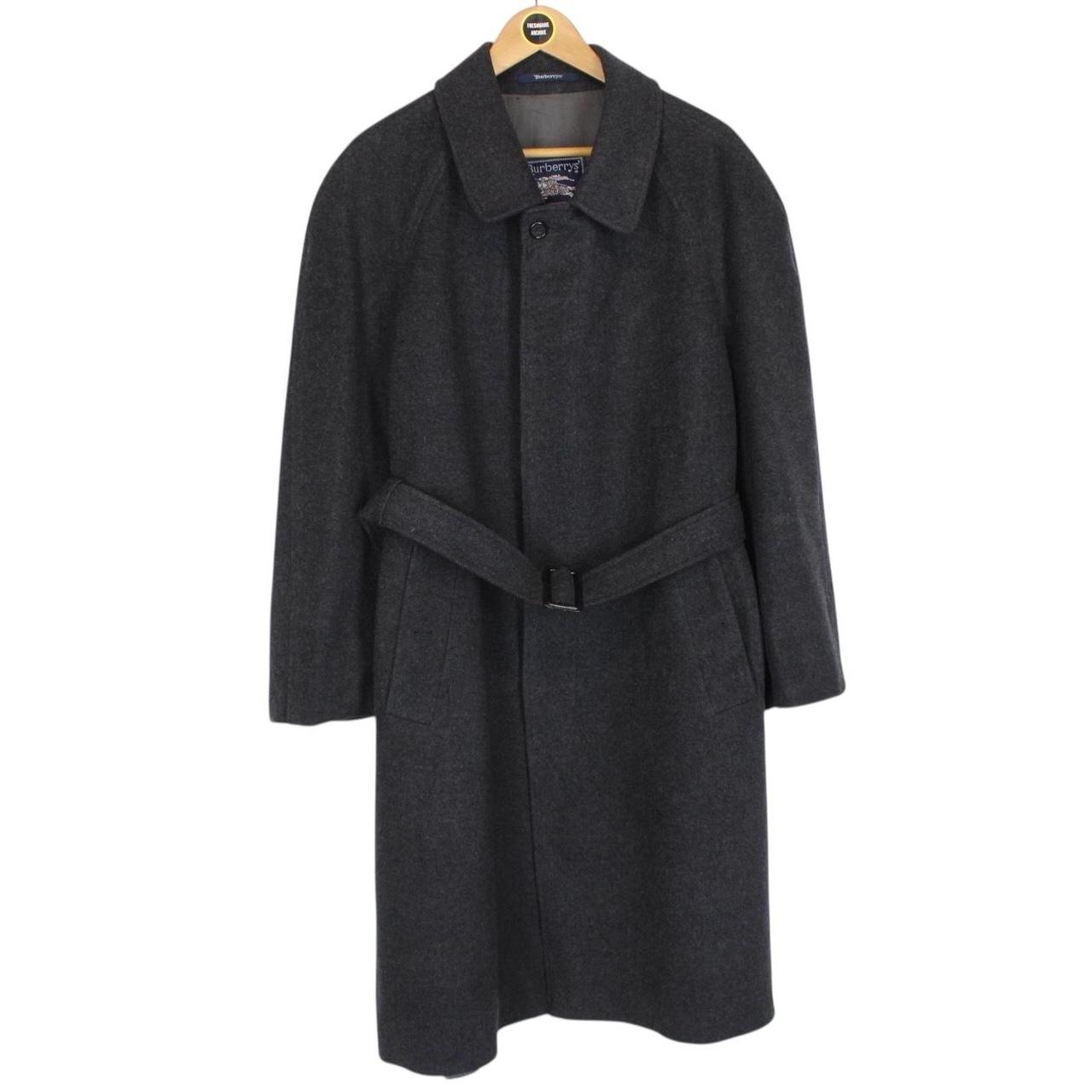 Vintage 90s Burberry Grey Wool Belted Coat