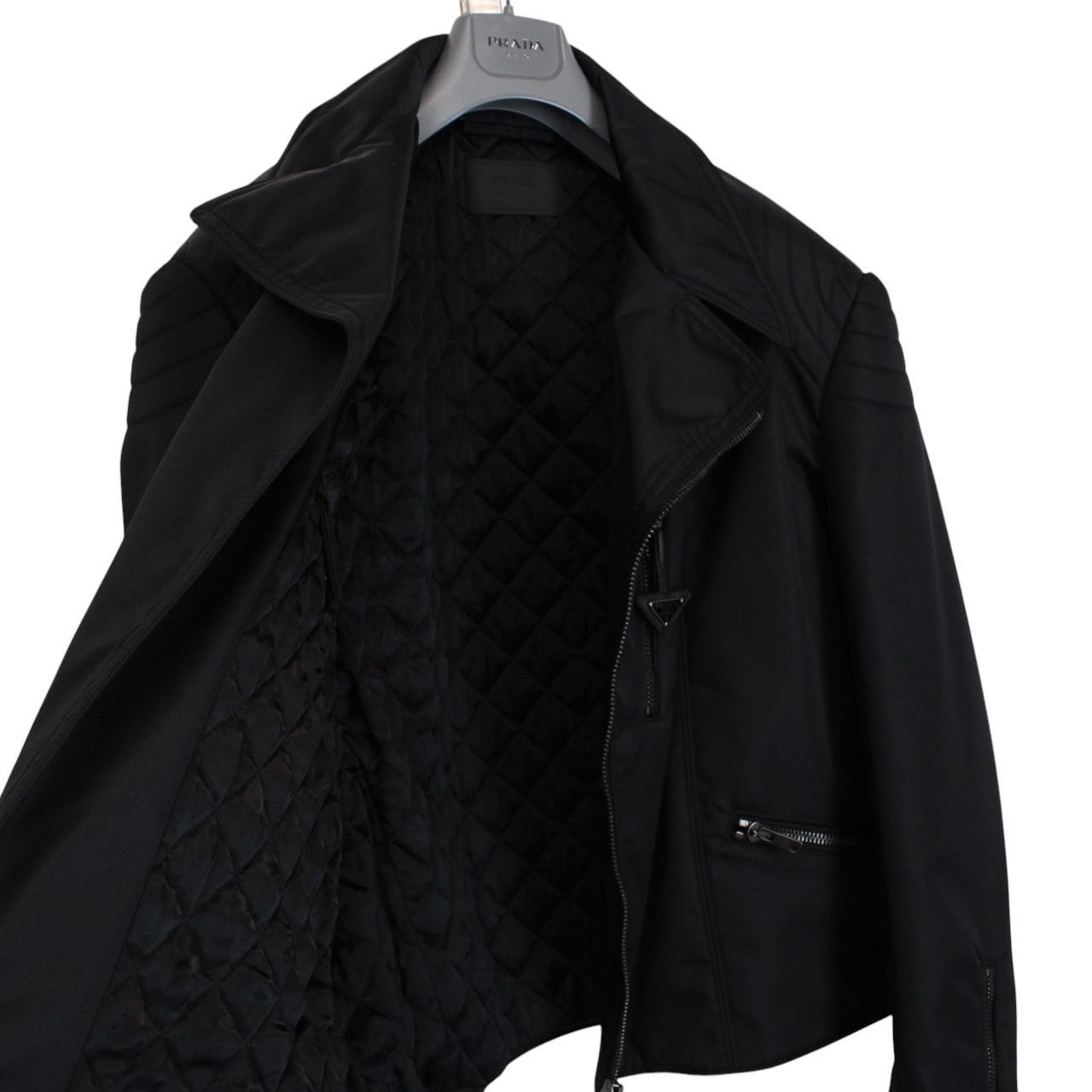 Prada Re-Nylon Veste De Moto Black Padded Biker Jacket