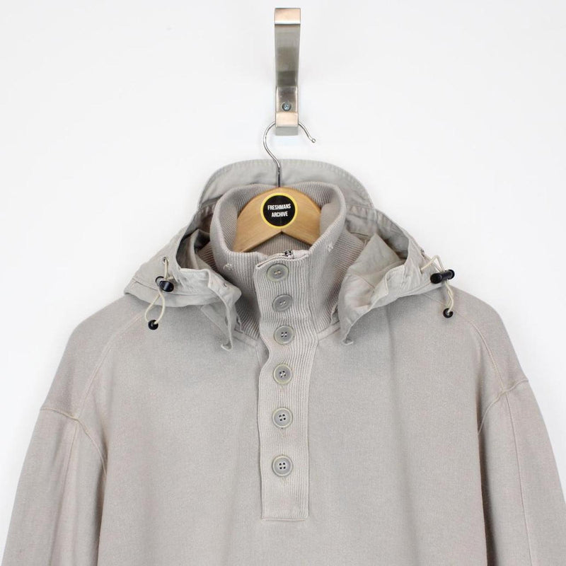CP Company AW 2008 Beige Chest Logo Hooded Sweatshirt Jumper