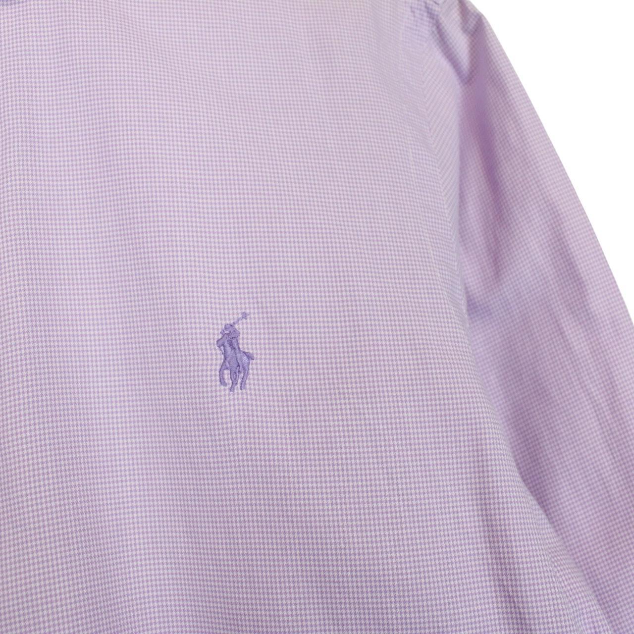 Polo Ralph Lauren Purple and White Cotton Long Sleeve Shirt