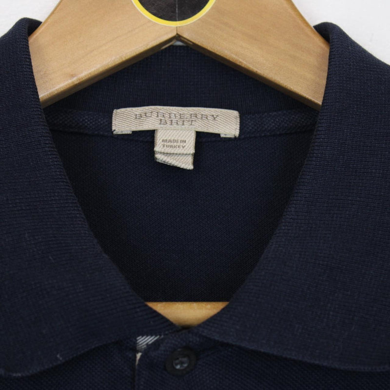 Burberry Brit Navy Blue Nova Check Detail Short Sleeve Cotton Polo Shirt