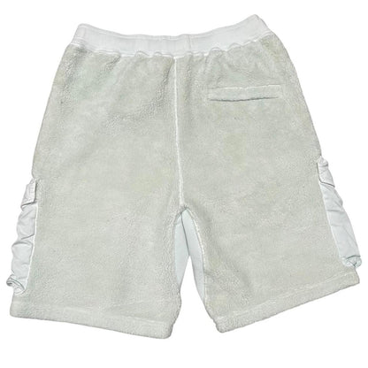 Stone Island AW 2021 Pale Green Teddy Fleece Cotton Cargo Shorts
