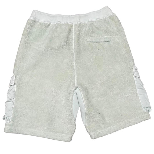 Stone Island AW 2021 Pale Green Teddy Fleece Cotton Cargo Shorts