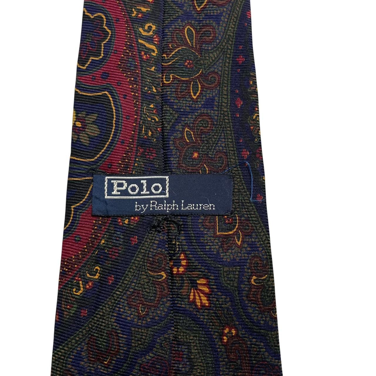 Polo Ralph Lauren multicoloured silk tie with paisley print design and logo detail.