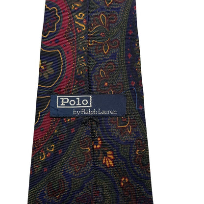 Polo Ralph Lauren multicoloured silk tie with paisley print design and logo detail.