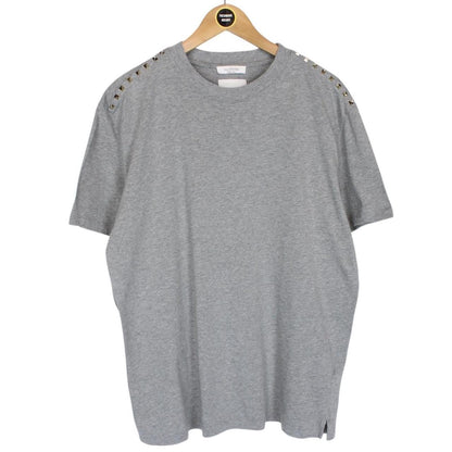 Valentino Grey Rockstud Cotton Short Sleeve T-Shirt