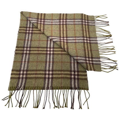 Vintage 90s Burberry Green Nova Check Lambswool Scarf
