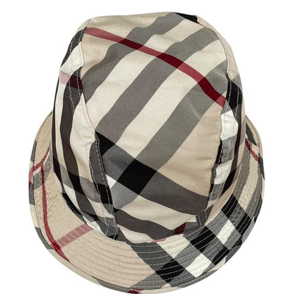 Burberry Beige and Cream Nova Check Reversible Nylon Bucket Hat