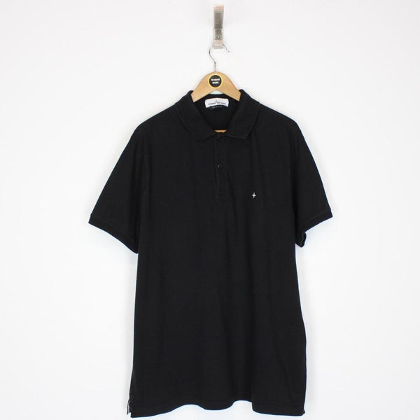Stone Island AW 2021 Black Short Sleeve Compass Polo Shirt