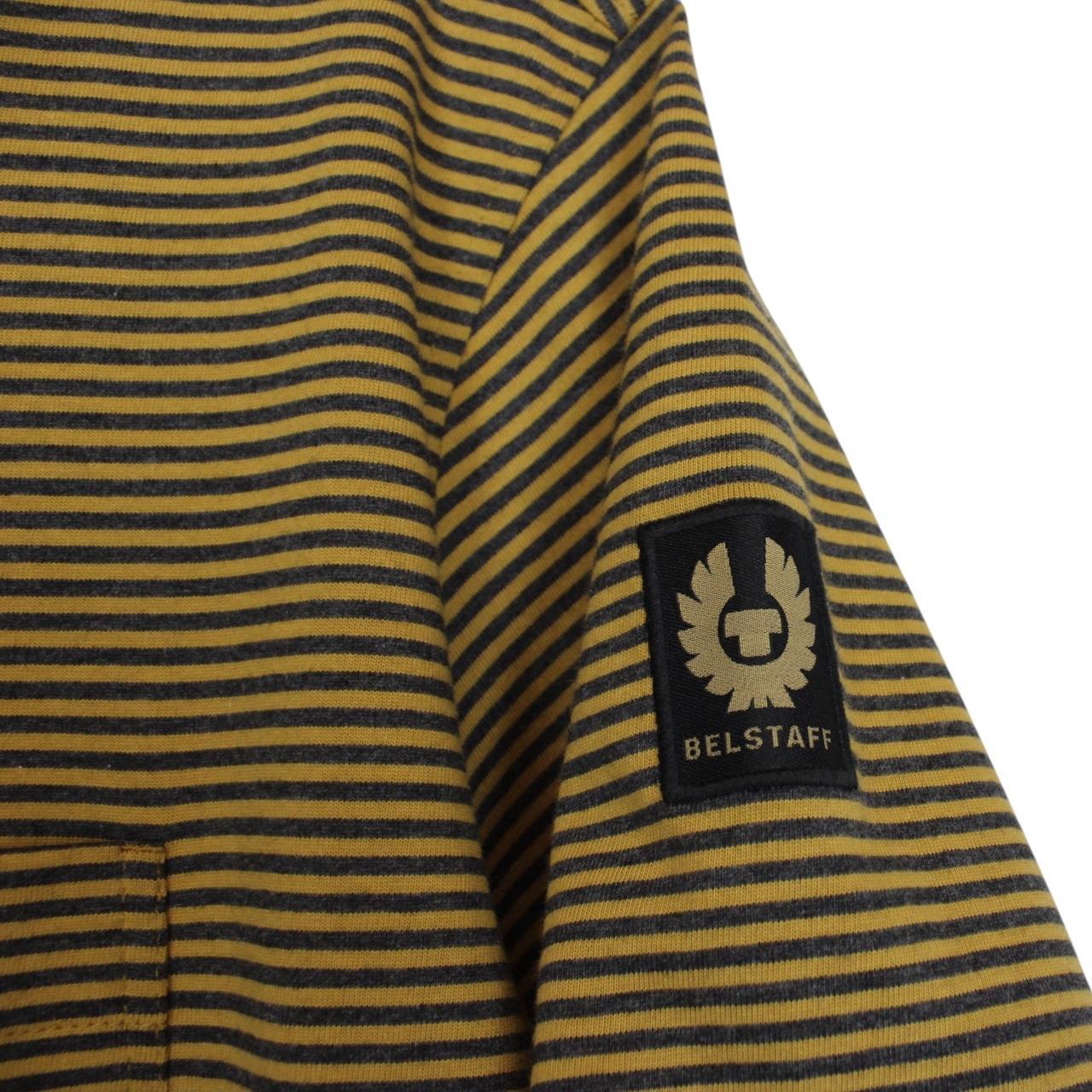 Belstaff Yellow and Black Drum Yarn Dye Striped Short Sleeve T-Shirt