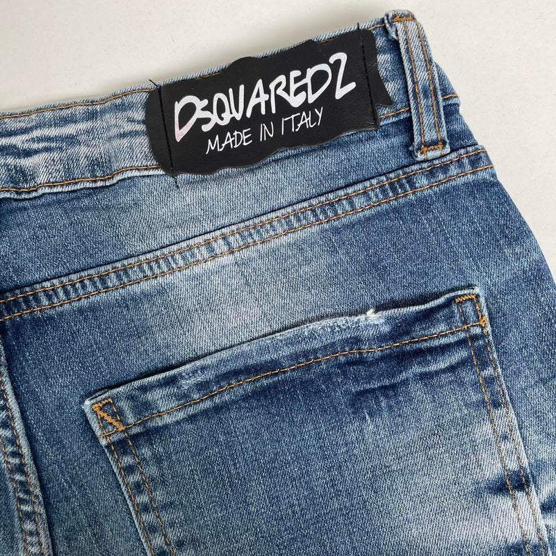 Dsquared2 Blue Wash Distressed Skater Slim Fit Jeans