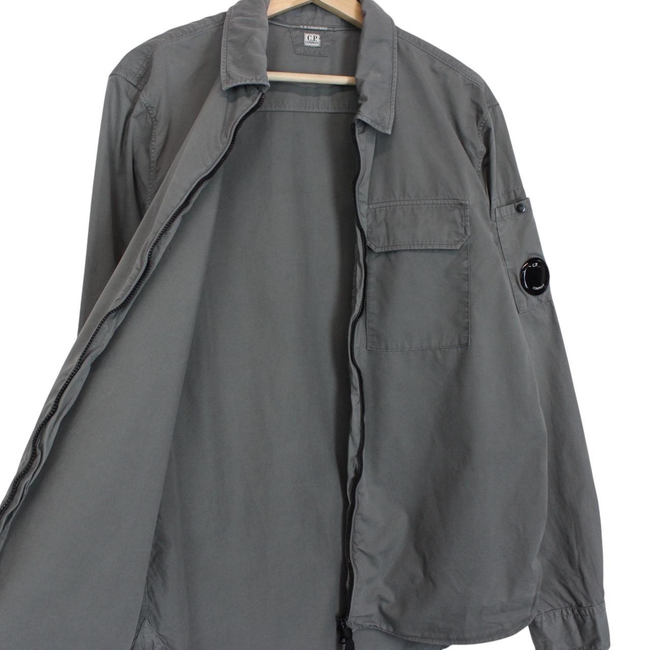 CP Company Grey Full Zip Cotton Lens Overshirt Jacket