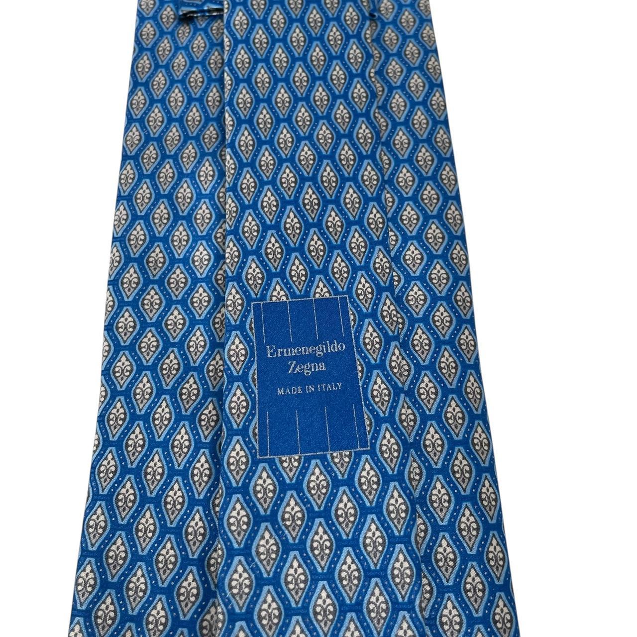 Ermenegildo Zegna Blue Geometric Silk Tie