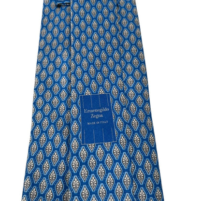 Ermenegildo Zegna Blue Geometric Silk Tie
