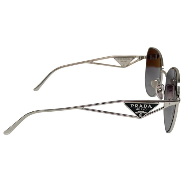 Prada Silver and Gradient Smoky Gray Irregular Sunglasses