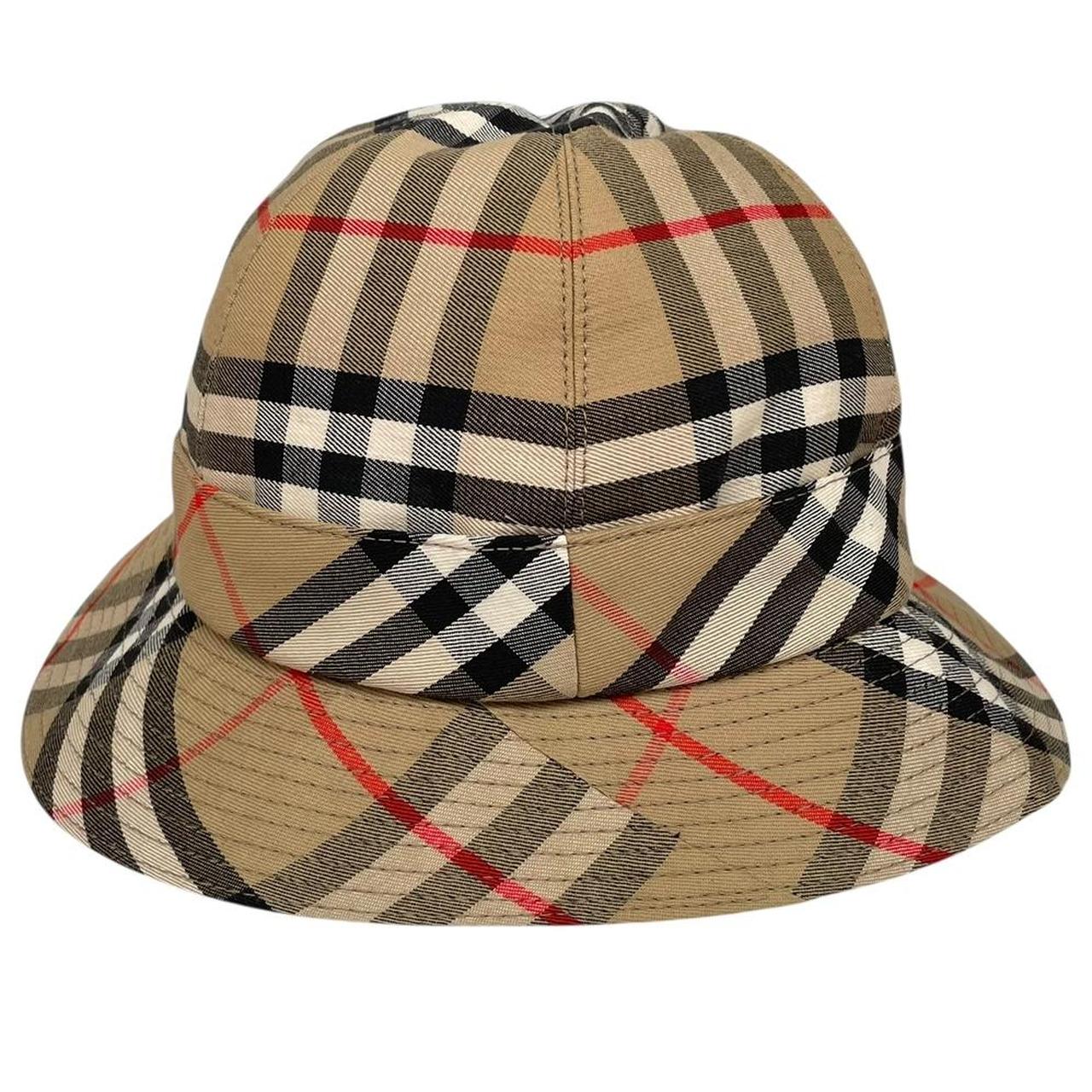 Vintage 80s Burberry Tan Brown Nova Check Cotton Bucket Hat
