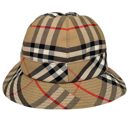Vintage 80s Burberry Tan Brown Nova Check Cotton Bucket Hat