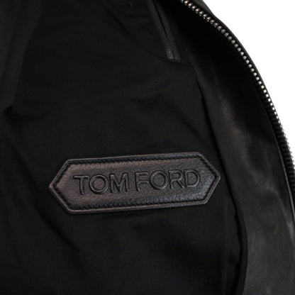 TOM FORD grey bomber jacket full zip lambskin leather with original tags and hardware.