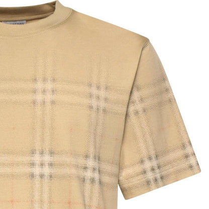 Burberry beige pocket t-shirt with gradient Nova Check pattern and crew neckline.