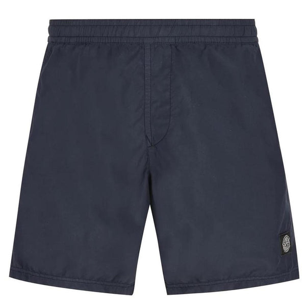 Stone Island SS26 Navy Blue Brushed Nylon Mid-Length Swim Shorts